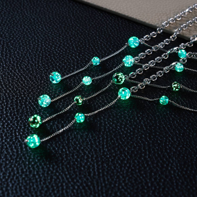 Teal | Silver | Firefly Glass Cascade Double Pendant
