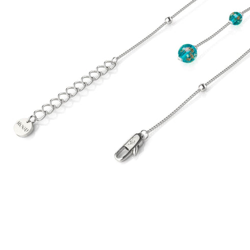 Teal | Silver | Firefly Glass Cascade Double Pendant