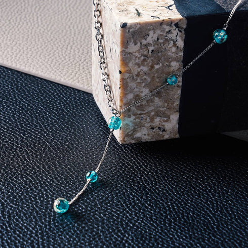 Teal | Silver | Firefly Glass Cascade Double Pendant