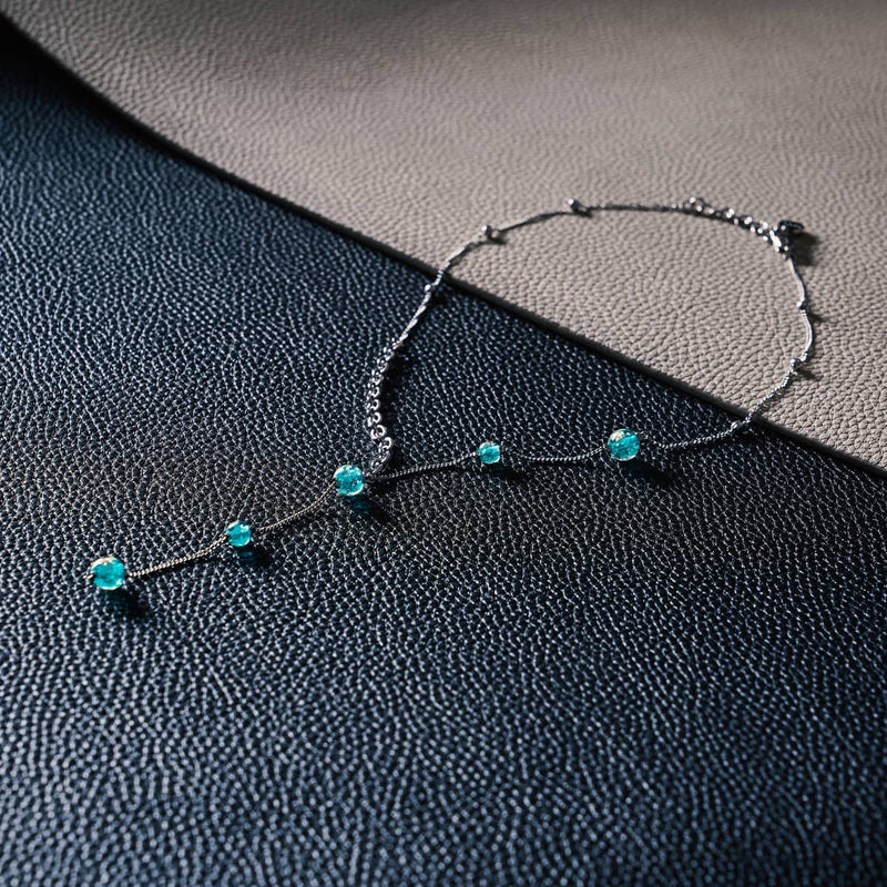 Teal | Silver | Firefly Glass Cascade Double Pendant