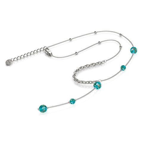 Teal | Silver | Firefly Glass Cascade Double Pendant
