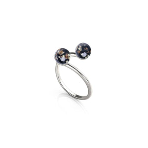 Obsidian | .925 Sterling Silver | Firefly Glass | Infinity Helix Ring