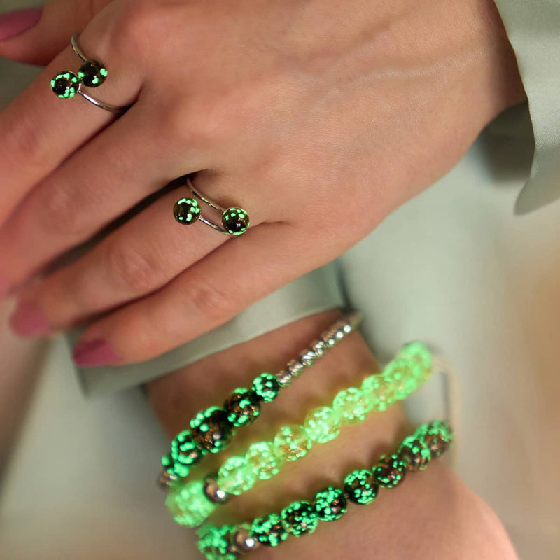 Obsidian | .925 Sterling Silver | Firefly Glass | Infinity Helix Ring