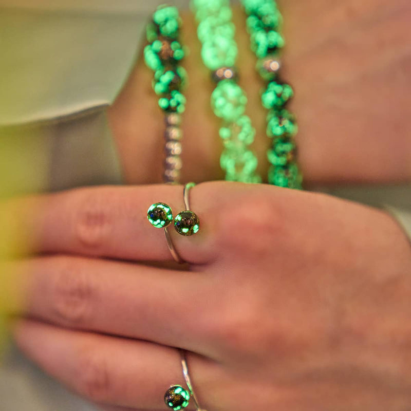 Obsidian | .925 Sterling Silver | Firefly Glass | Infinity Helix Ring