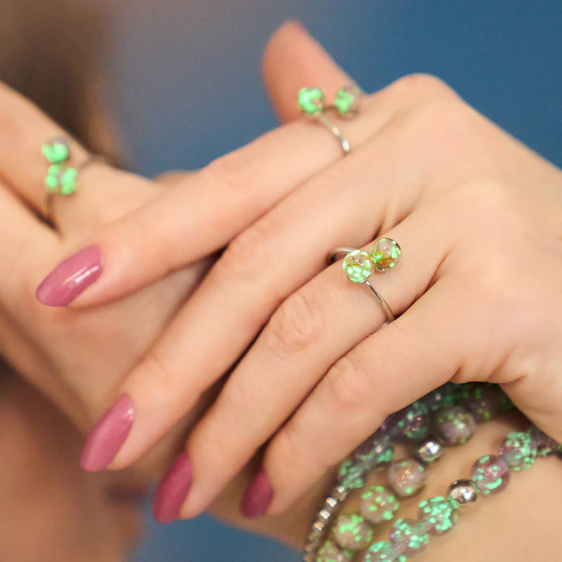 Periwinkle | .925 Sterling Silver | Firefly Glass | Infinity Helix Ring