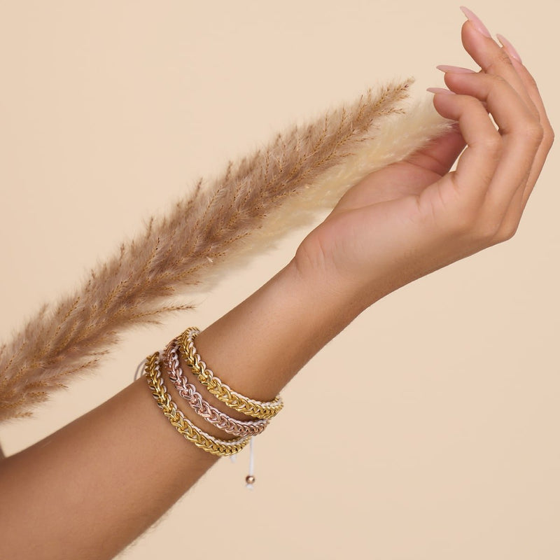 White x Gold | Gaia Wheat Chain Bracelet