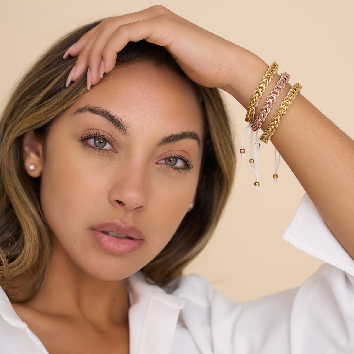 White x Rose Gold | Gaia Wheat Chain Bracelet