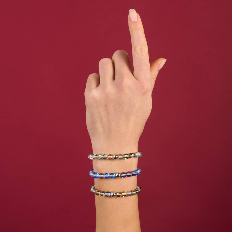 Aurora Burst | Silver | Galaxy Glass Bead Bracelet