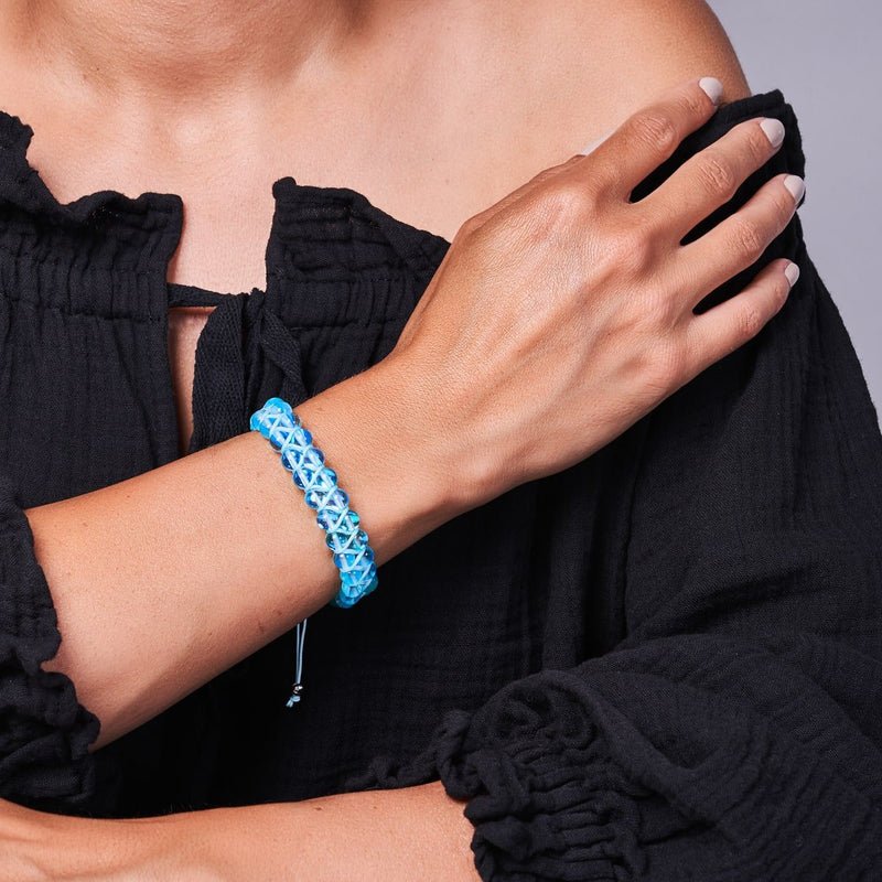 Blue Nebula | Silver | Double Galaxy Glass Bracelet