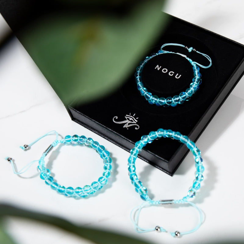 Blue Nebula | Silver | Double Galaxy Glass Bracelet