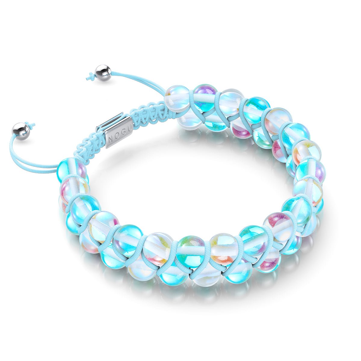 Blue Nebula x Rainbow Supernova | Silver | Double Galaxy Glass Bracelet
