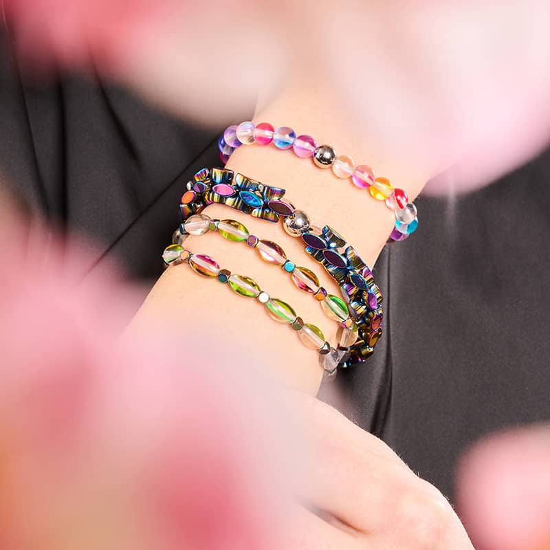 Candy Crush | Silver | Galaxy Glass Bead Bracelet