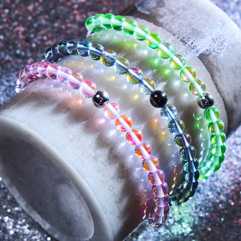 Milky Way | Gunmetal | Galaxy Glass Macrame Bead Bracelet