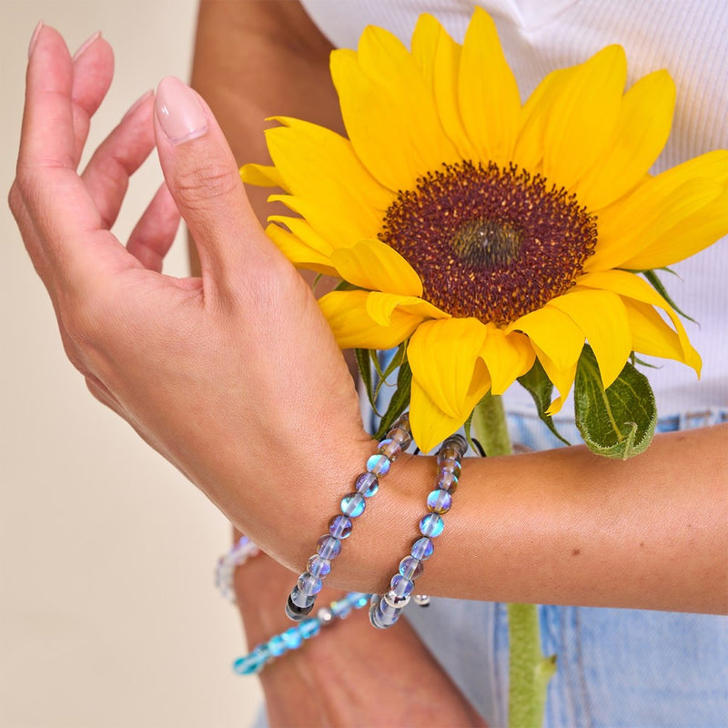 Milky Way | Silver | Galaxy Glass Macrame Bead Bracelet