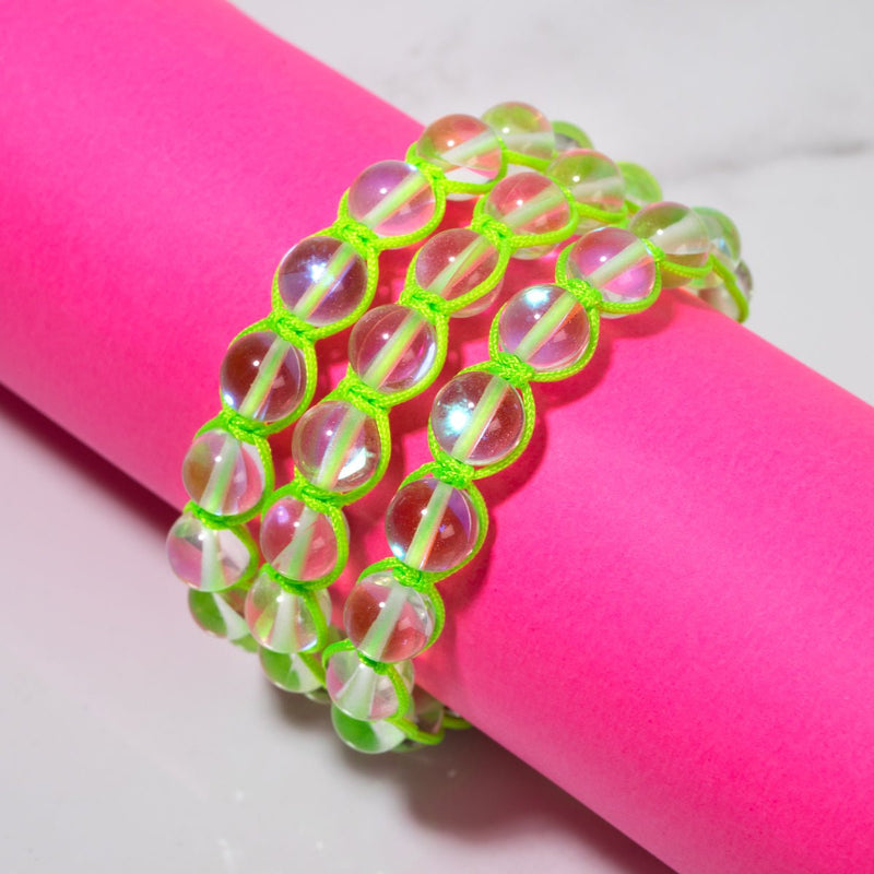 Neon Green | Rainbow Supernova | Silver | Galaxy Glass Charmballa Bracelet