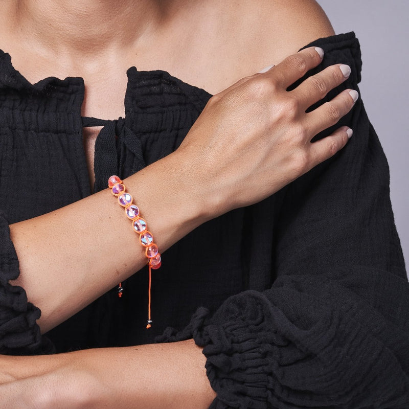Neon Orange | Rainbow Supernova | Silver | Galaxy Glass Charmballa Bracelet