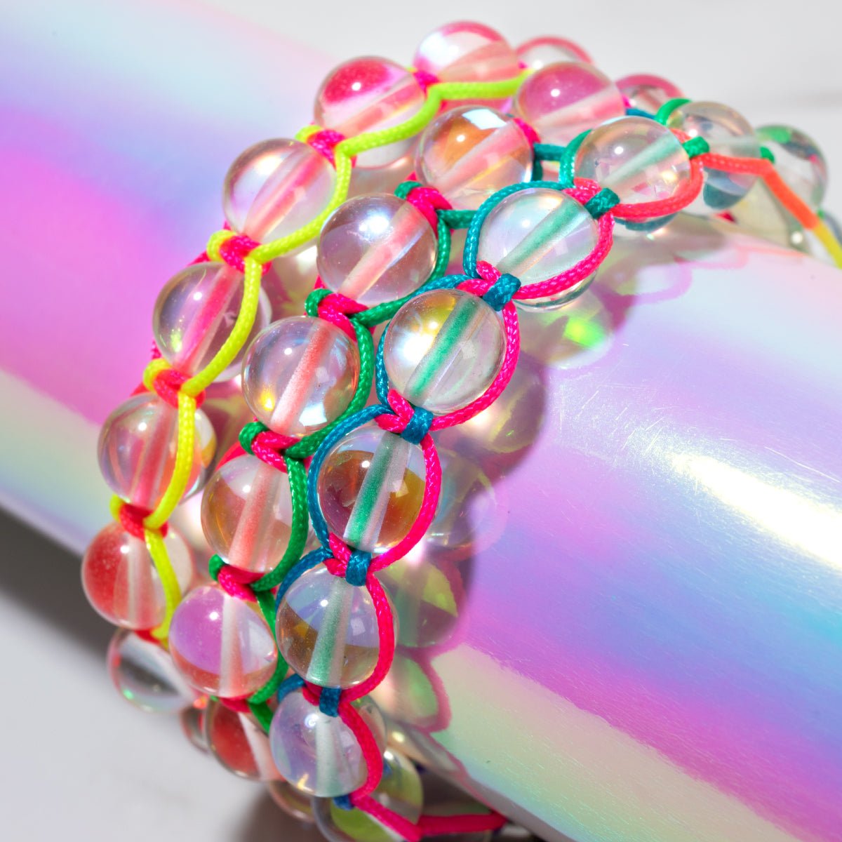 Neon Spectrum | Rainbow Supernova | Silver | Galaxy Glass Charmballa Bracelet