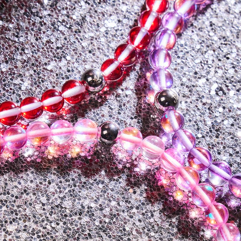 Pink Nebula | Silver | Galaxy Glass Macrame Bead Bracelet