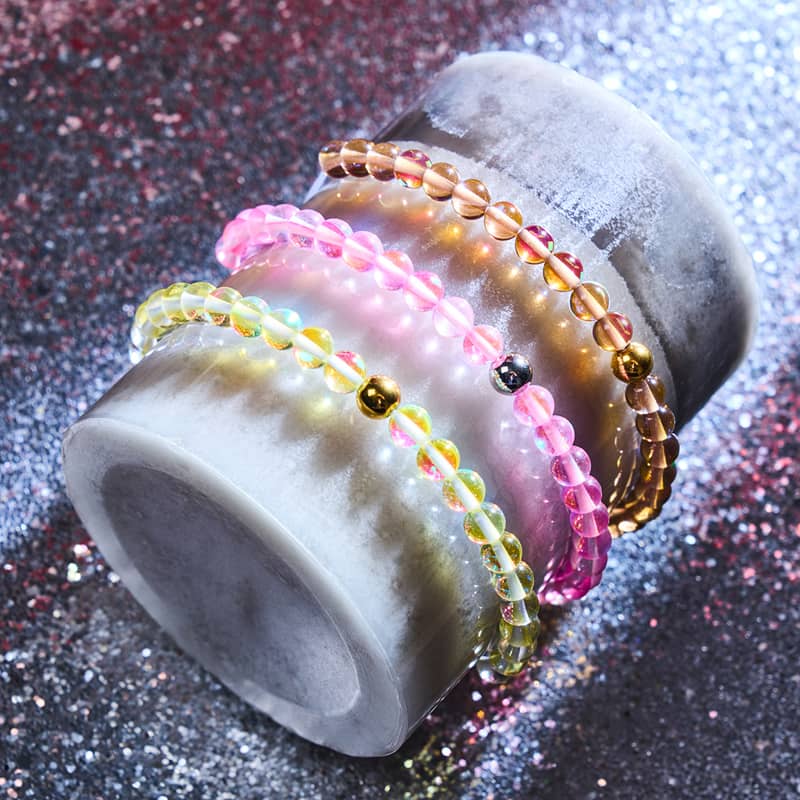 Pink Nebula | Silver | Galaxy Glass Macrame Bead Bracelet