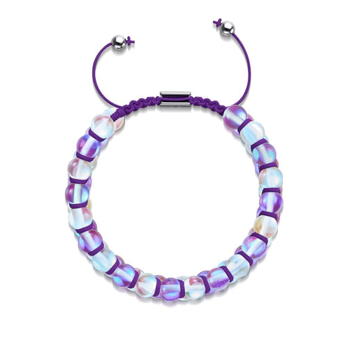 Purple Rainbow | Silver | Double Galaxy Glass Bracelet