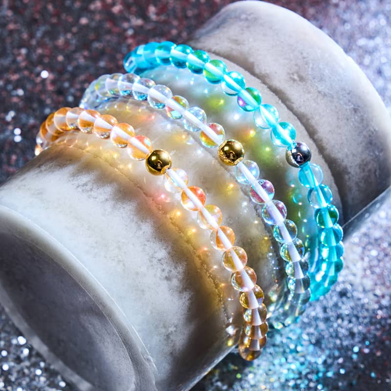 Rainbow Supernova | Gold | Galaxy Glass Macrame Bead Bracelet