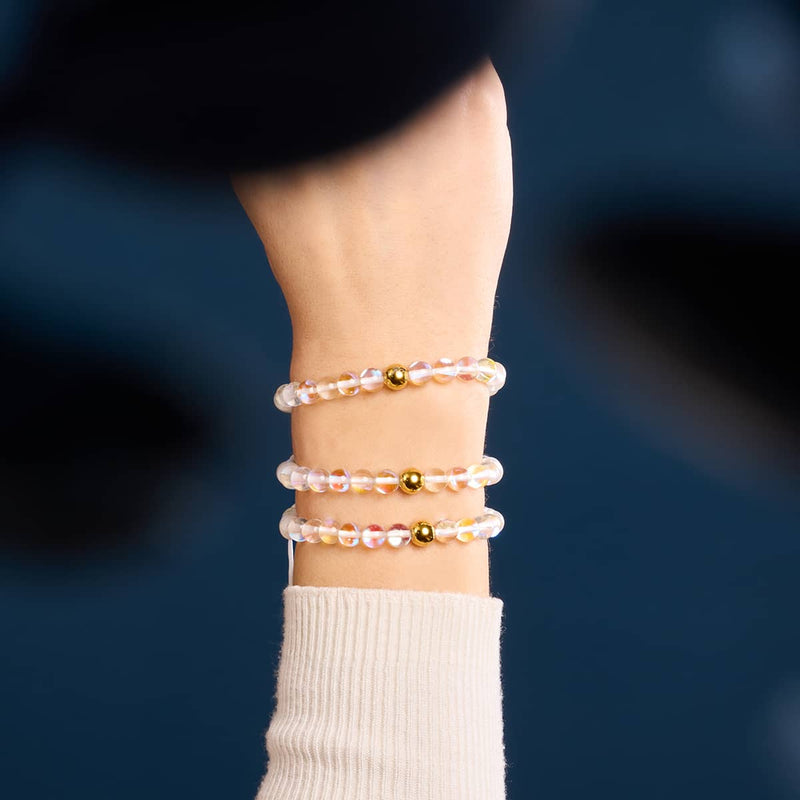 Rainbow Supernova | Gold | Galaxy Glass Macrame Bead Bracelet