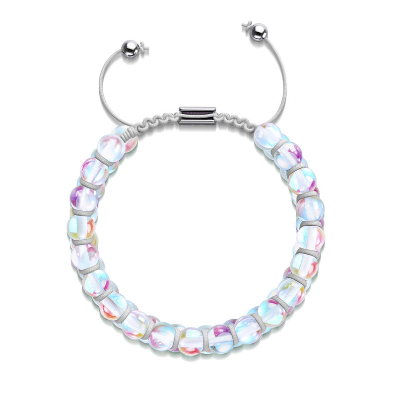 Rainbow Supernova | Silver | Double Galaxy Glass Bracelet