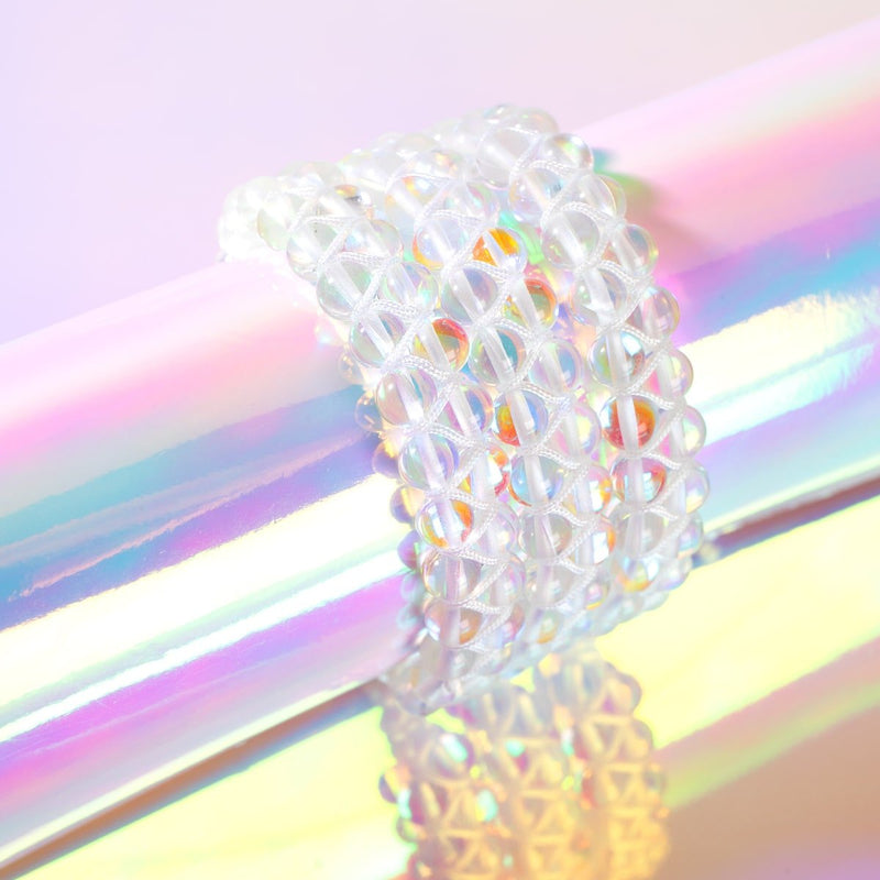 Rainbow Supernova | Silver | Double Galaxy Glass Bracelet