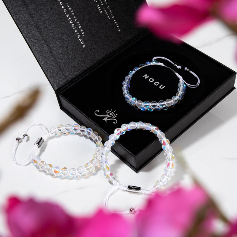 Rainbow Supernova | Silver | Double Galaxy Glass Bracelet