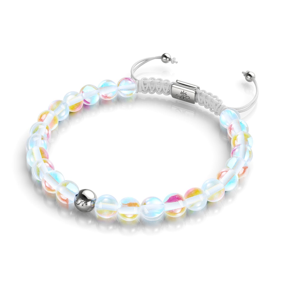 Rainbow Supernova | Silver | Galaxy Glass Macrame Bead Bracelet