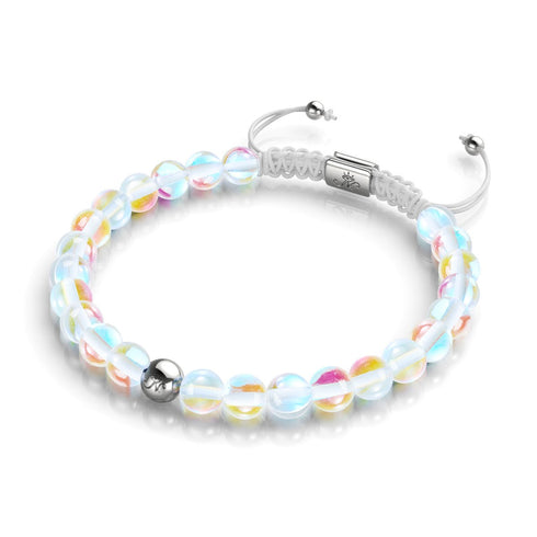 Rainbow Supernova | Silver | Galaxy Glass Macrame Bead Bracelet