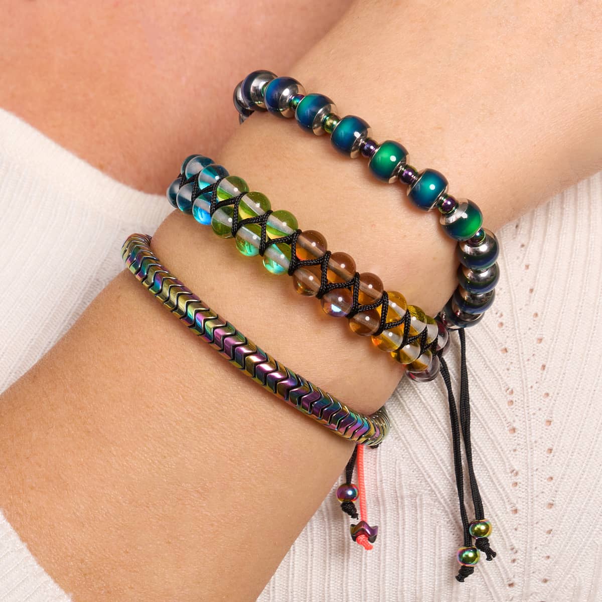 Spectral Chakra | Unicorn Silver | Double Galaxy Glass Bracelet