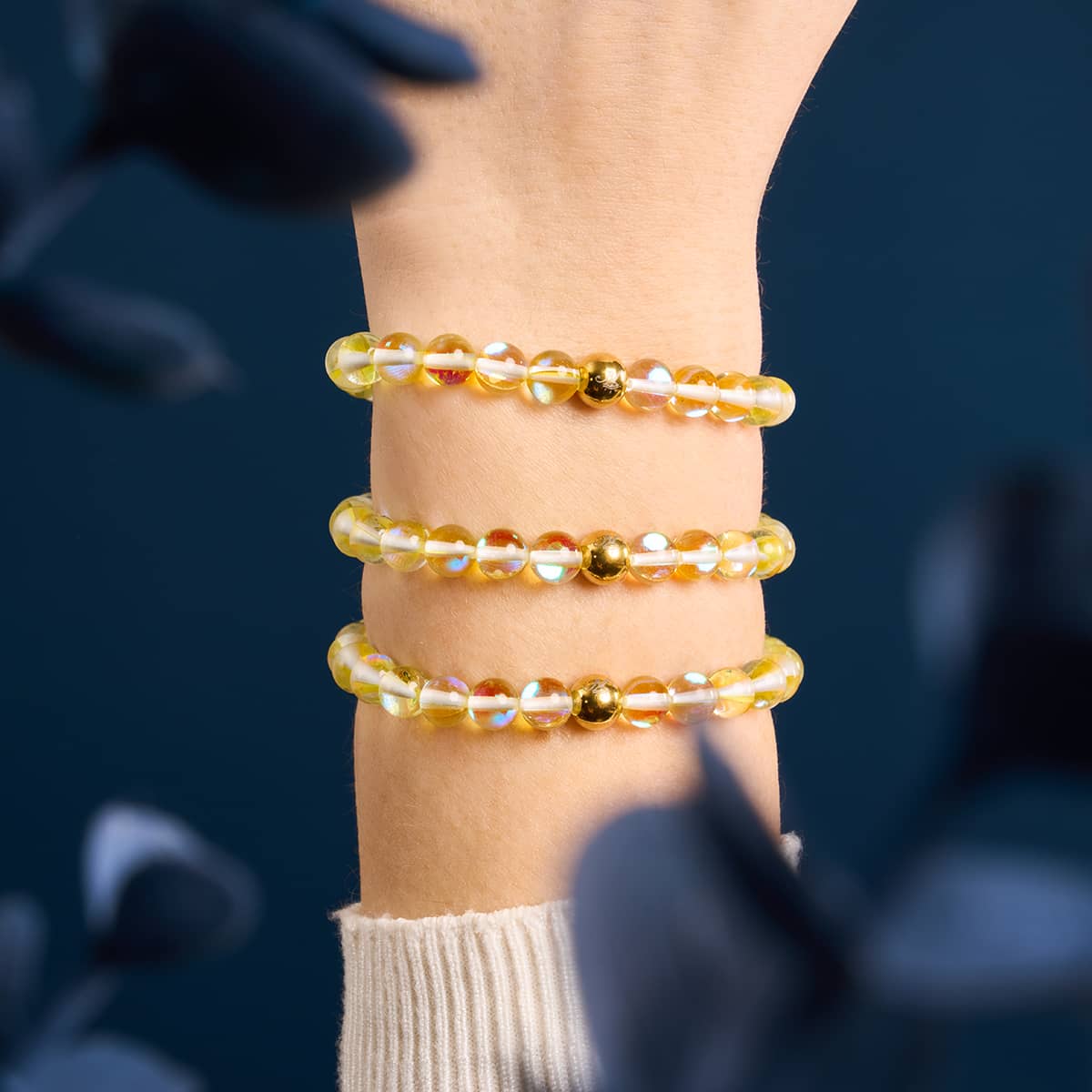 Sunburst | Gold | Galaxy Glass Macrame Bead Bracelet