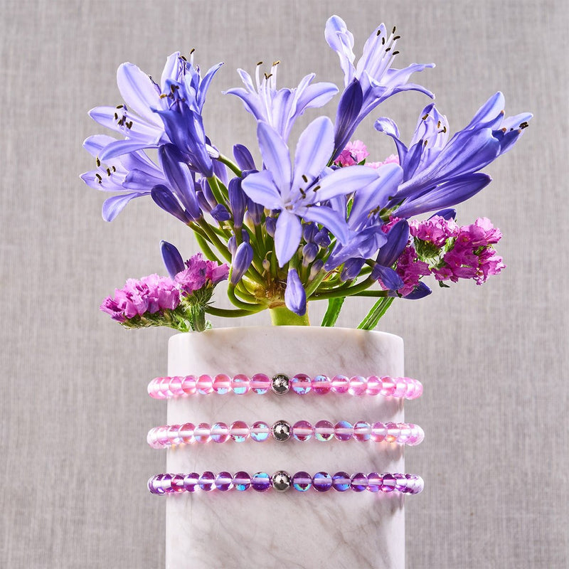 Ultraviolet | Silver | Galaxy Glass Macrame Bead Bracelet