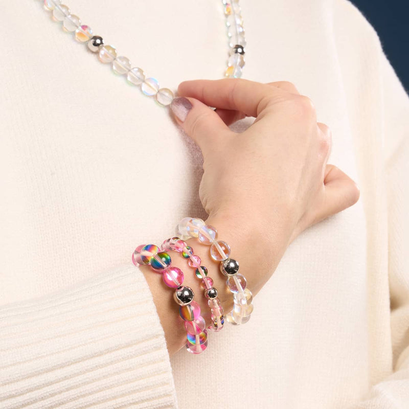 Ultraviolet | Silver | Galaxy Glass Macrame Bead Bracelet