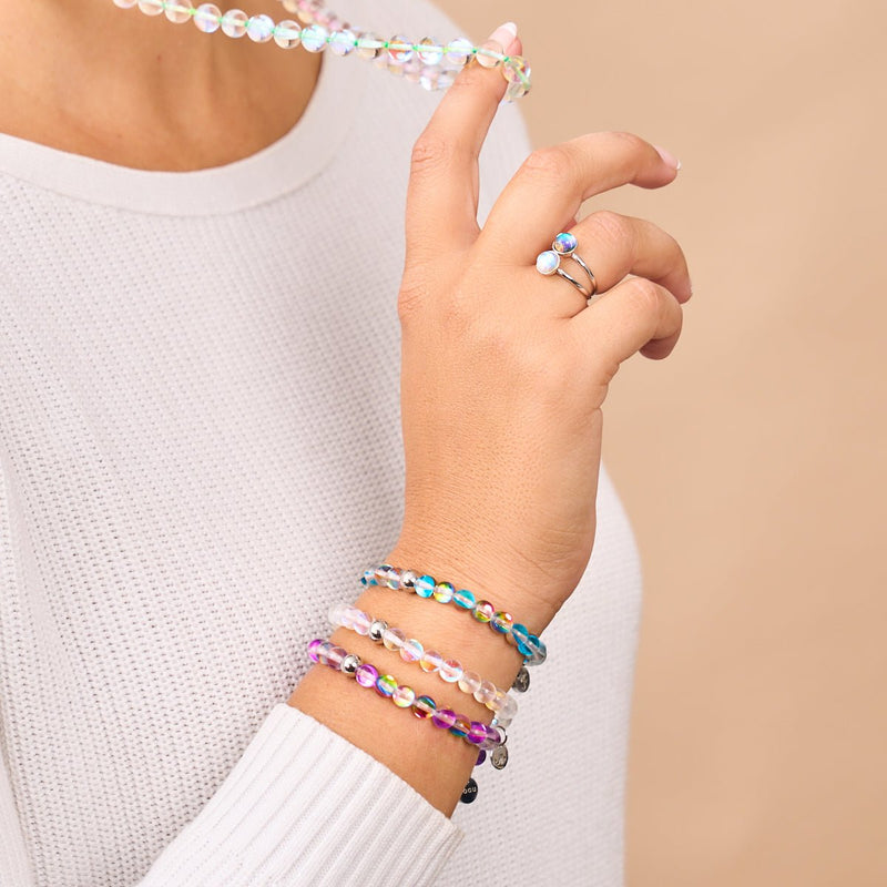 Violet Andromeda | Silver | Galaxy Glass Bead Bracelet