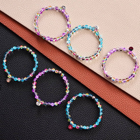 Violet Andromeda | Silver | Galaxy Glass Bead Bracelet