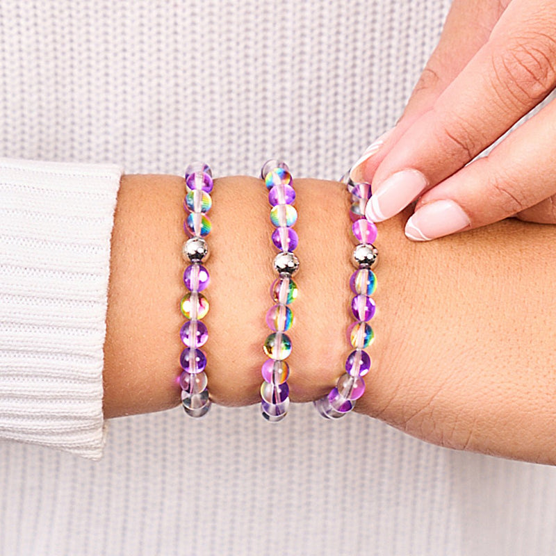 Violet Andromeda | Silver | Galaxy Glass Bead Bracelet