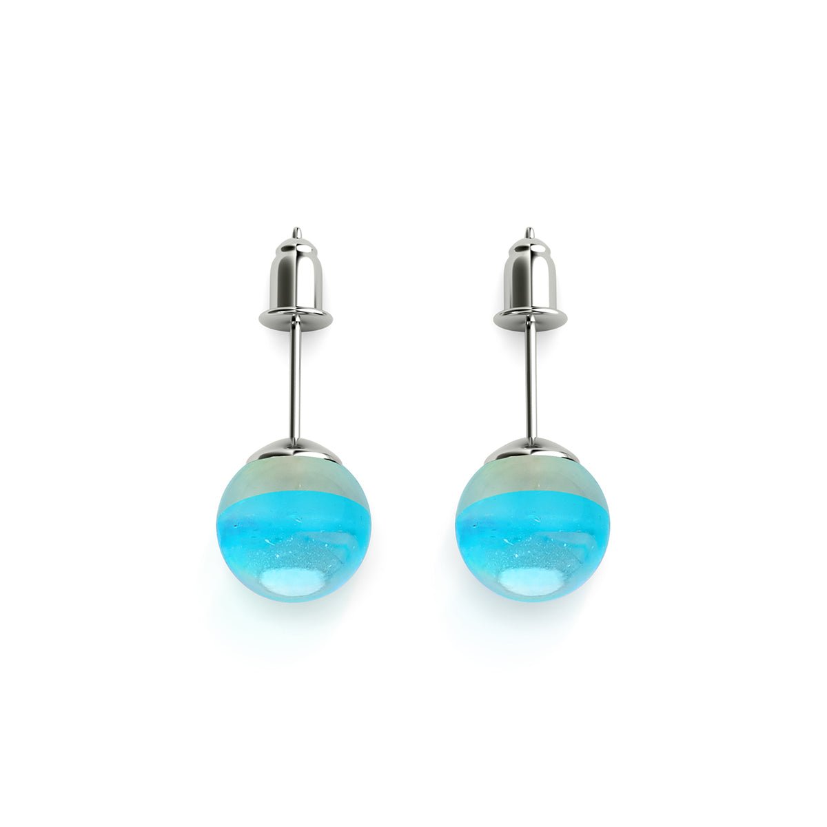 Blue Nebula | .925 Sterling Silver | Galaxy Glass Stud Earrings