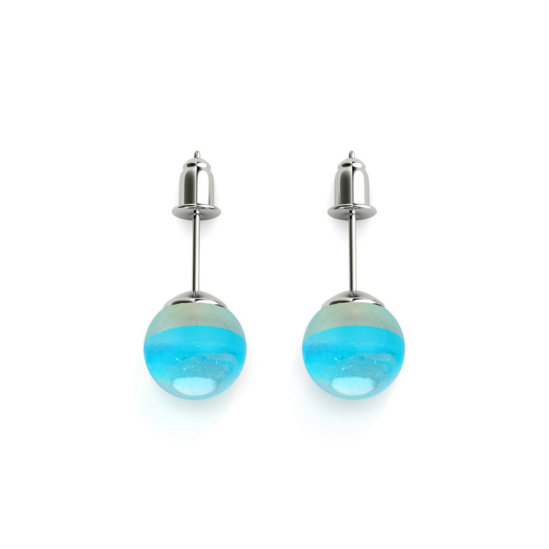 Blue Nebula | .925 Sterling Silver | Galaxy Glass Stud Earrings
