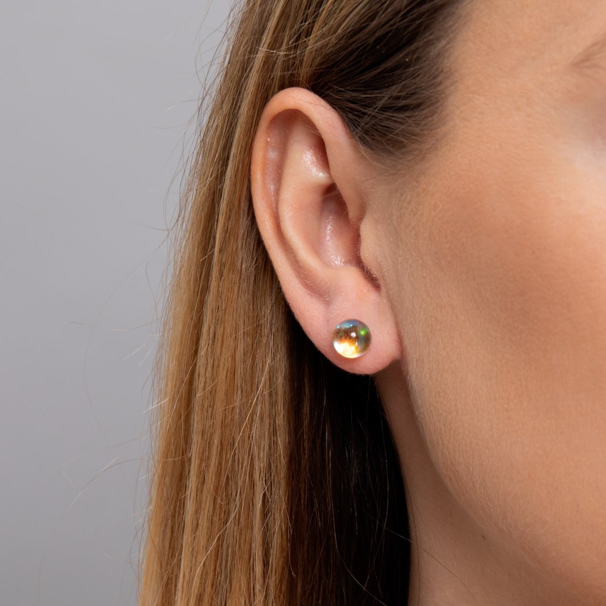 Champagne Supernova | .925 Sterling Silver | Galaxy Glass Stud Earrings