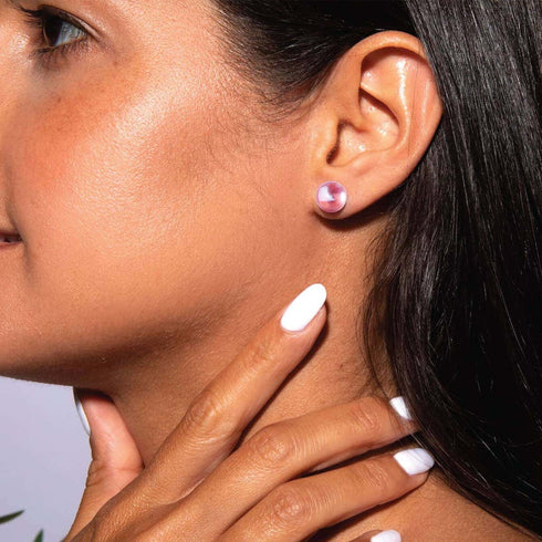 Pink Nebula | .925 Sterling Silver | Galaxy Glass Stud Earrings