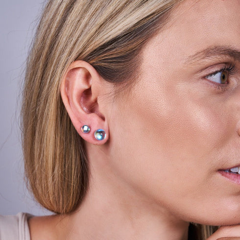 Rainbow Supernova | .925 Sterling Silver | Galaxy Glass Mini Stud Earrings