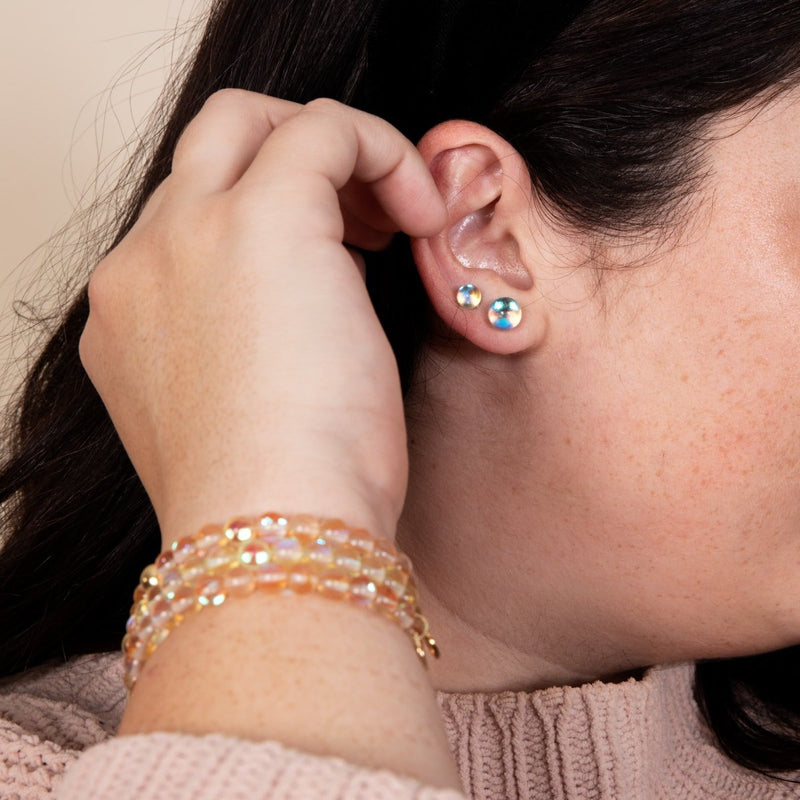 Rainbow Supernova | .925 Sterling Silver | Galaxy Glass Mini Stud Earrings