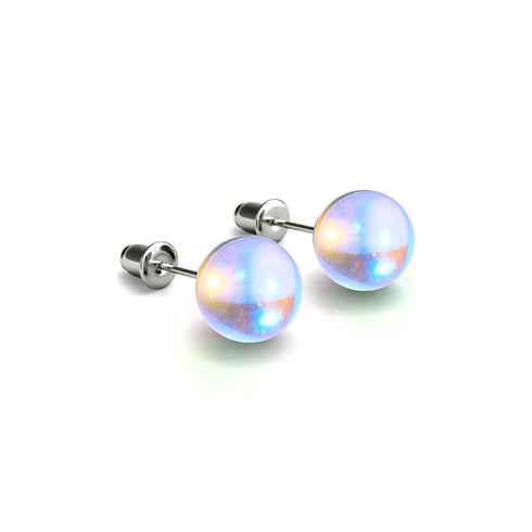 Rainbow Supernova | .925 Sterling Silver | Galaxy Glass Stud Earrings