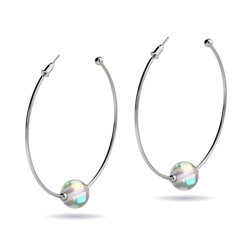 Rainbow Supernova | Silver | Galaxy Glass Hoop Earrings