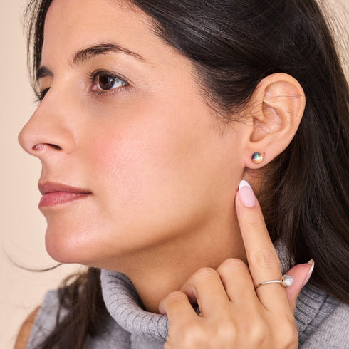 Terra | .925 Sterling Silver | Galaxy Glass Mini Stud Earrings