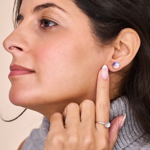 Ultraviolet | .925 Sterling Silver | Galaxy Glass Stud Earrings