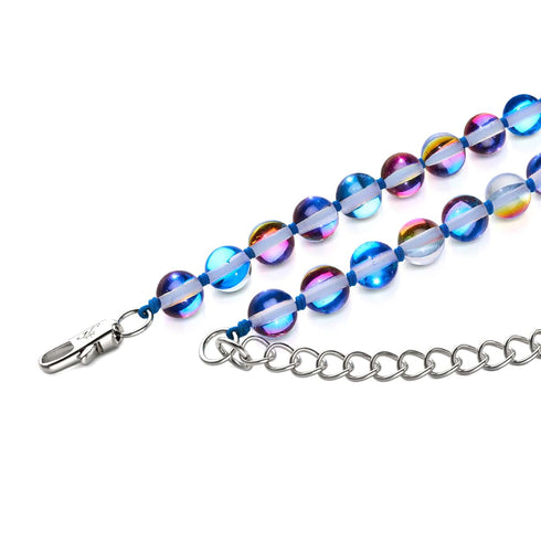 Indigo Borealis | Silver | Galaxy Glass Knotted Necklace