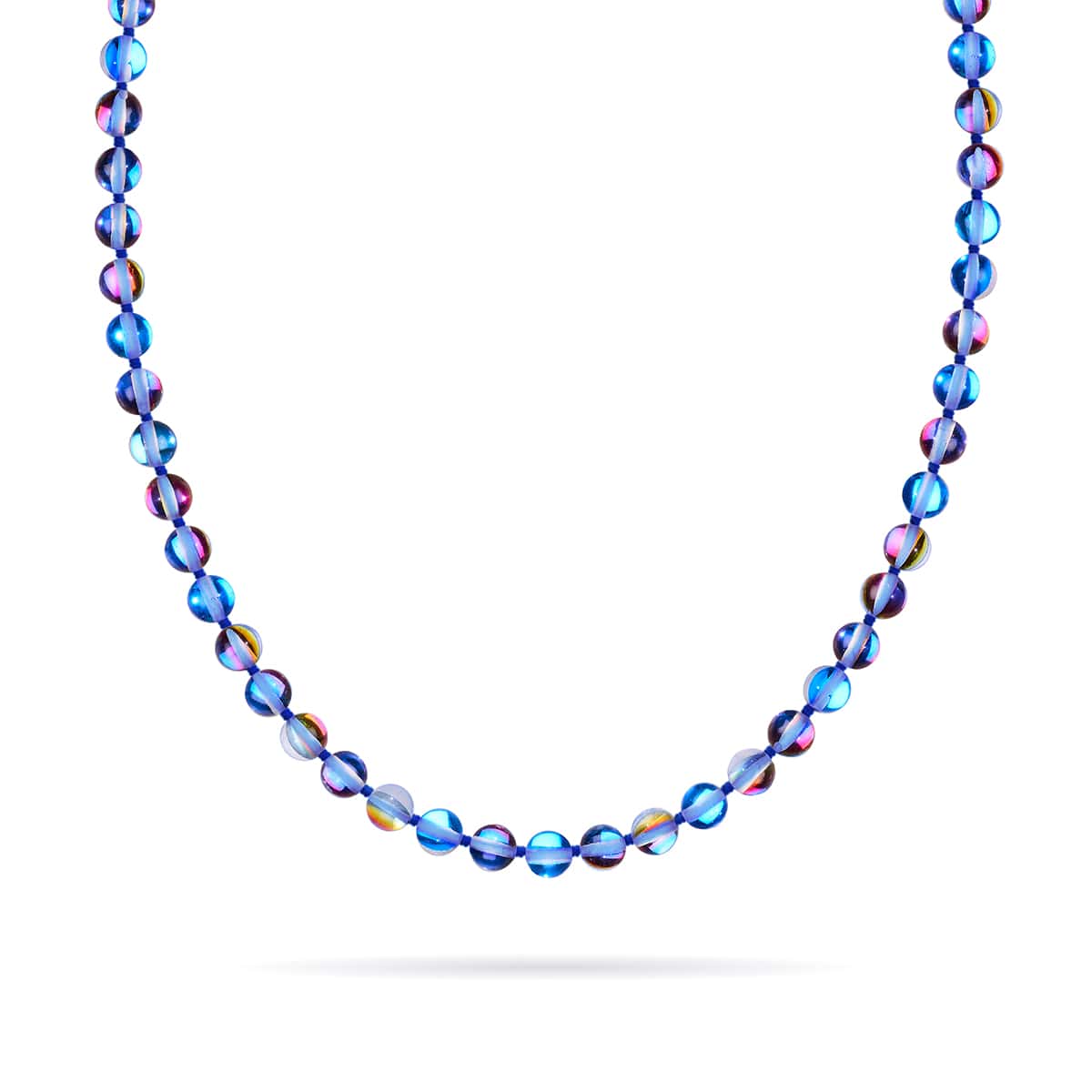 Indigo Borealis | Silver | Galaxy Glass Knotted Necklace